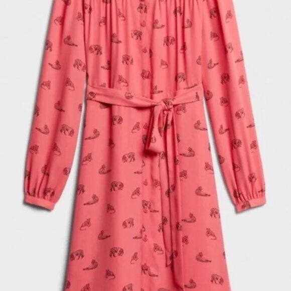 NWOT Banana Republic Crew Neck Shirt Dress in Coral - 0P - Picture 3 of 4